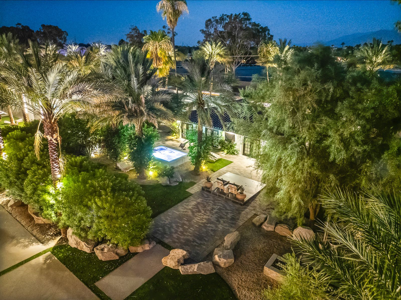 Night aerial of Cache Estate