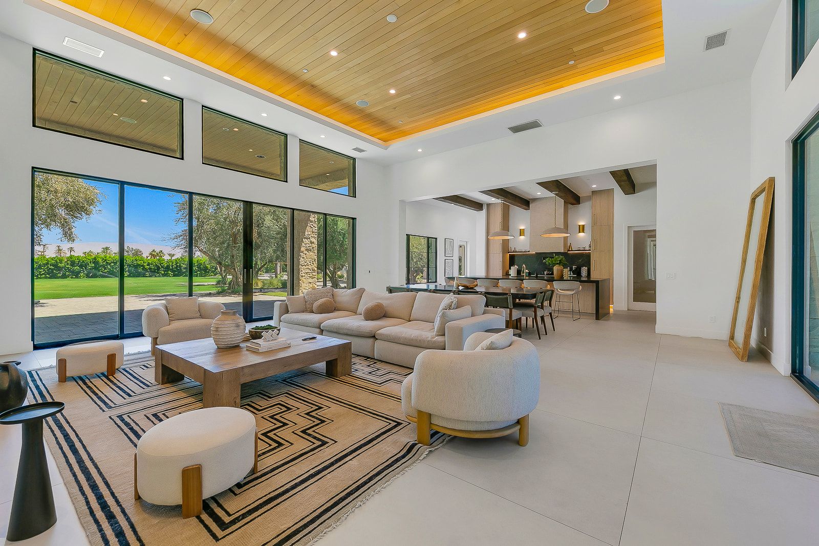 Great room and kitchen at Cache Estate