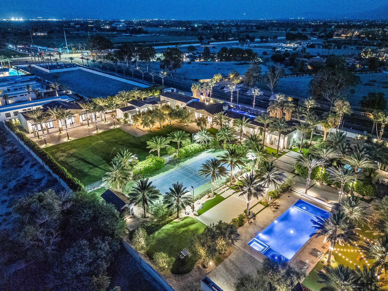 Night aerial of Cache Estate