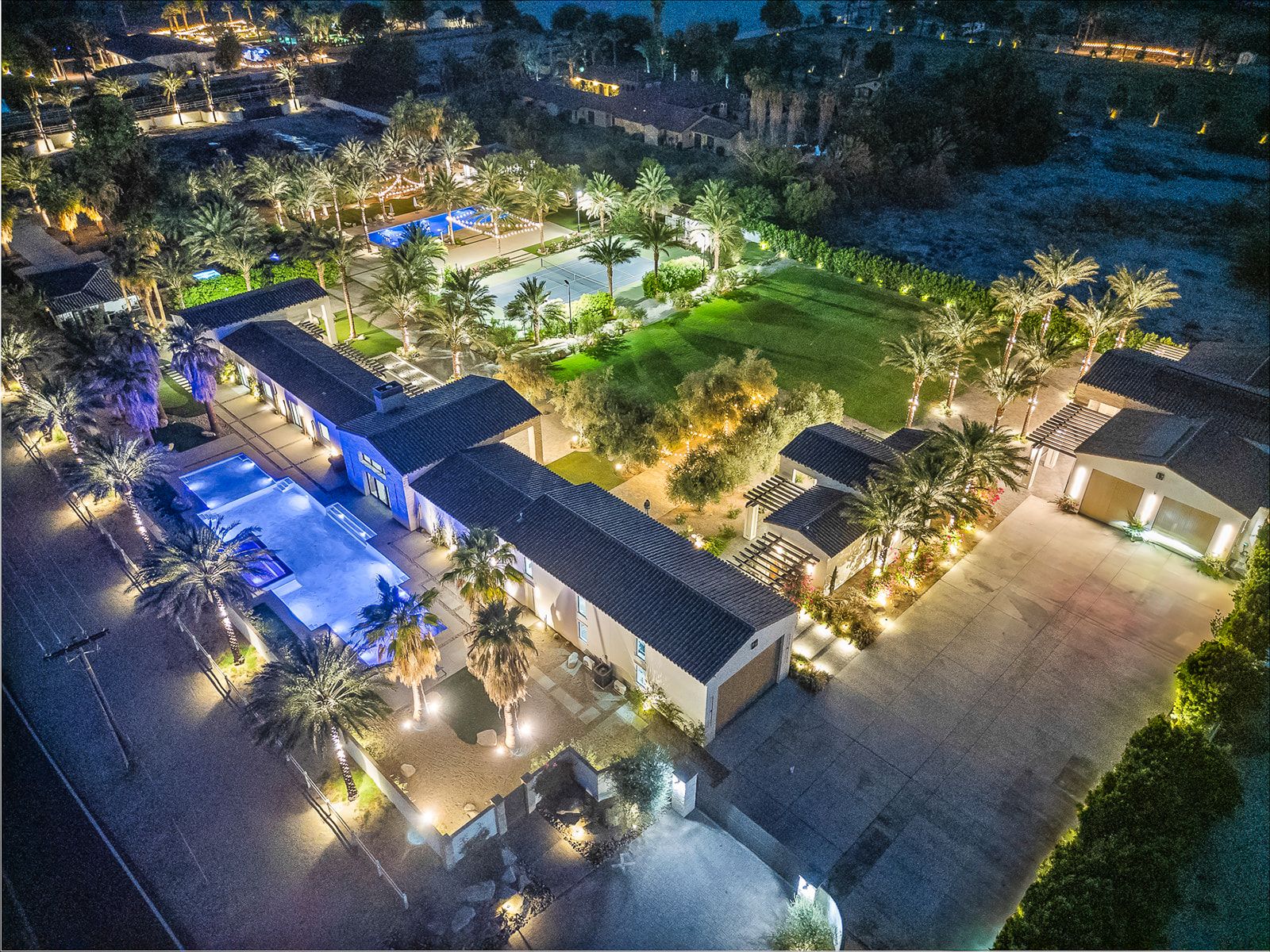 Night aerial of Cache Estate