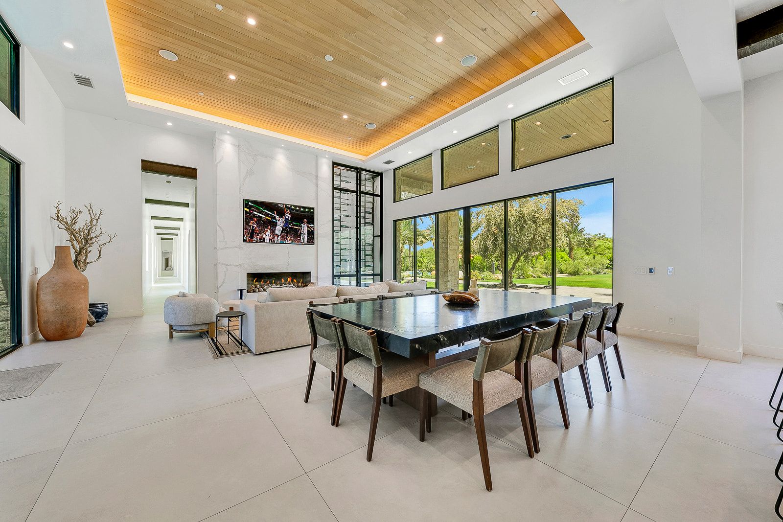 Great room and kitchen at Cache Estate
