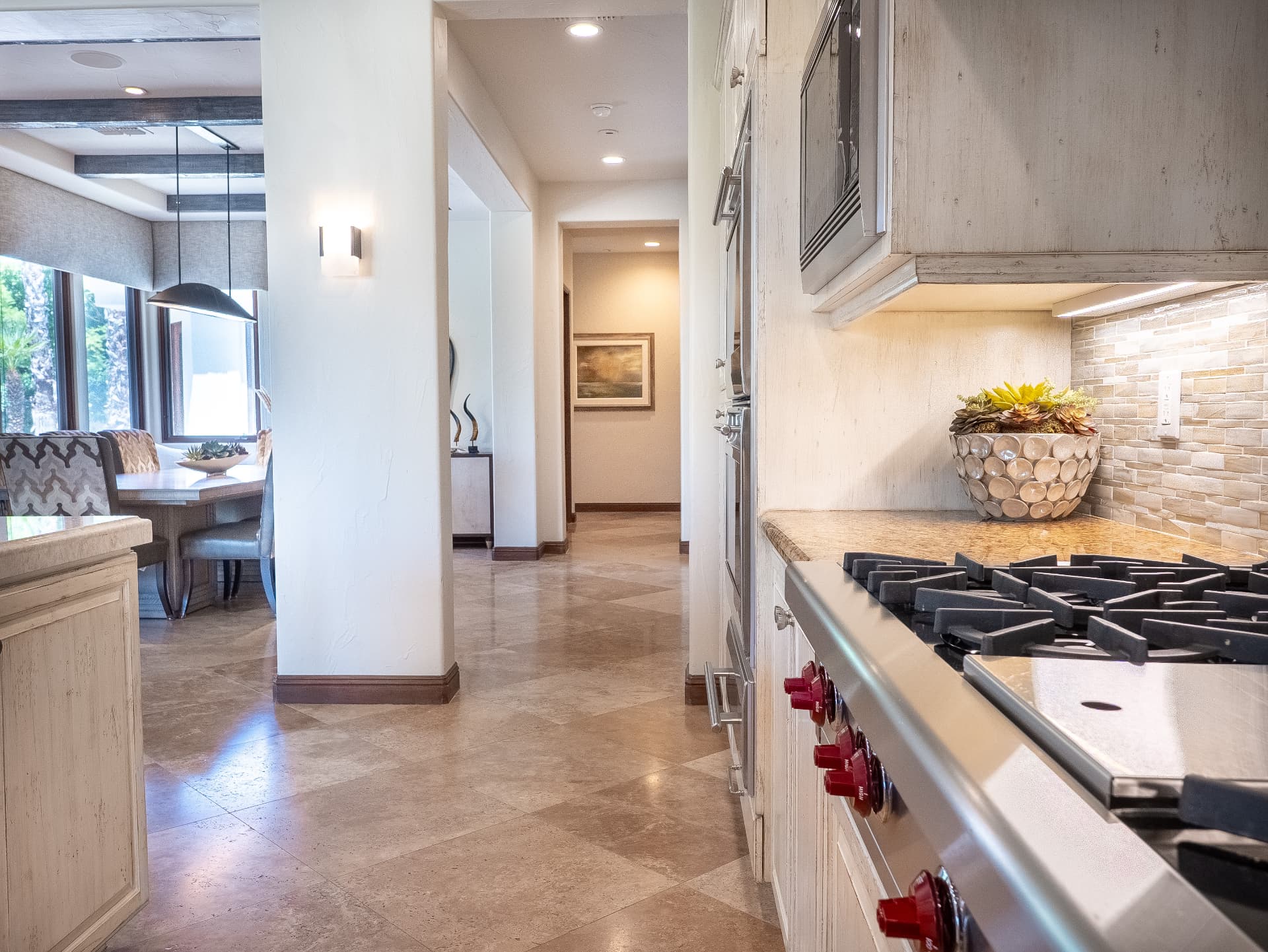 View from the kitchen toward the breakfast nook and hallway