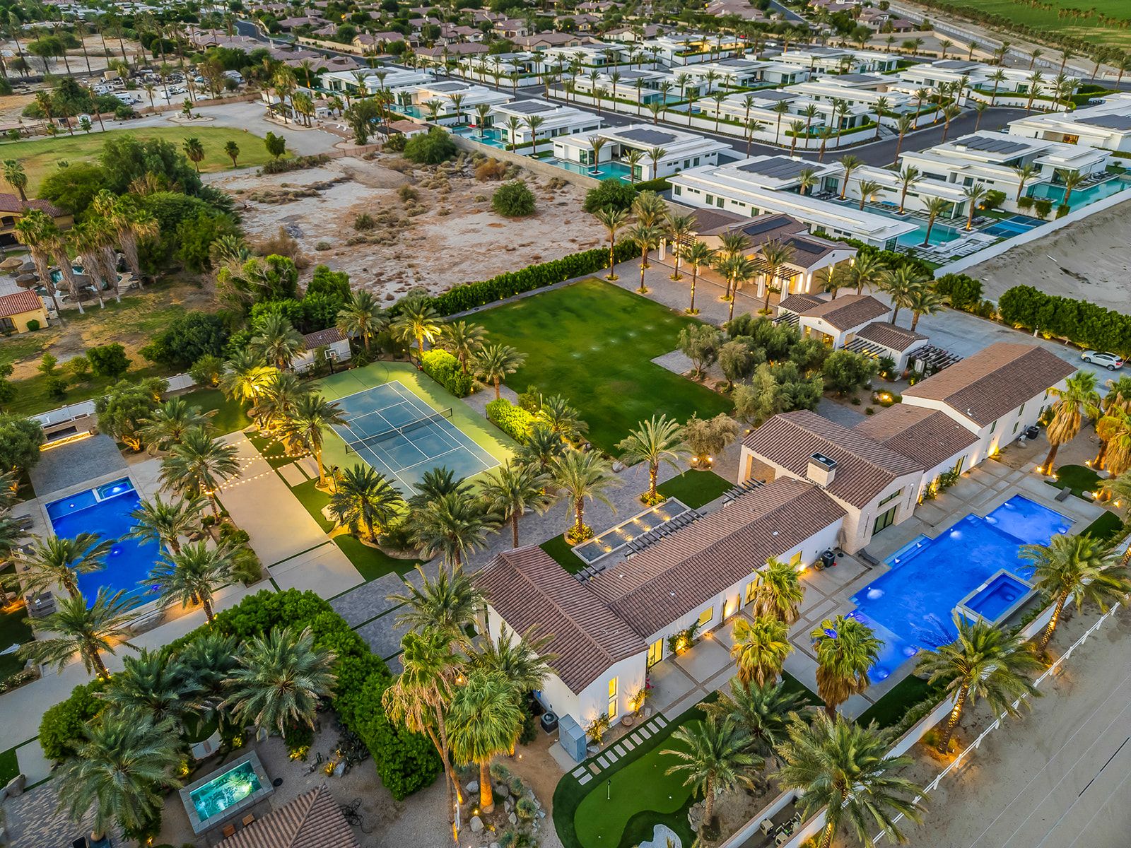 Night aerial of Cache Estate