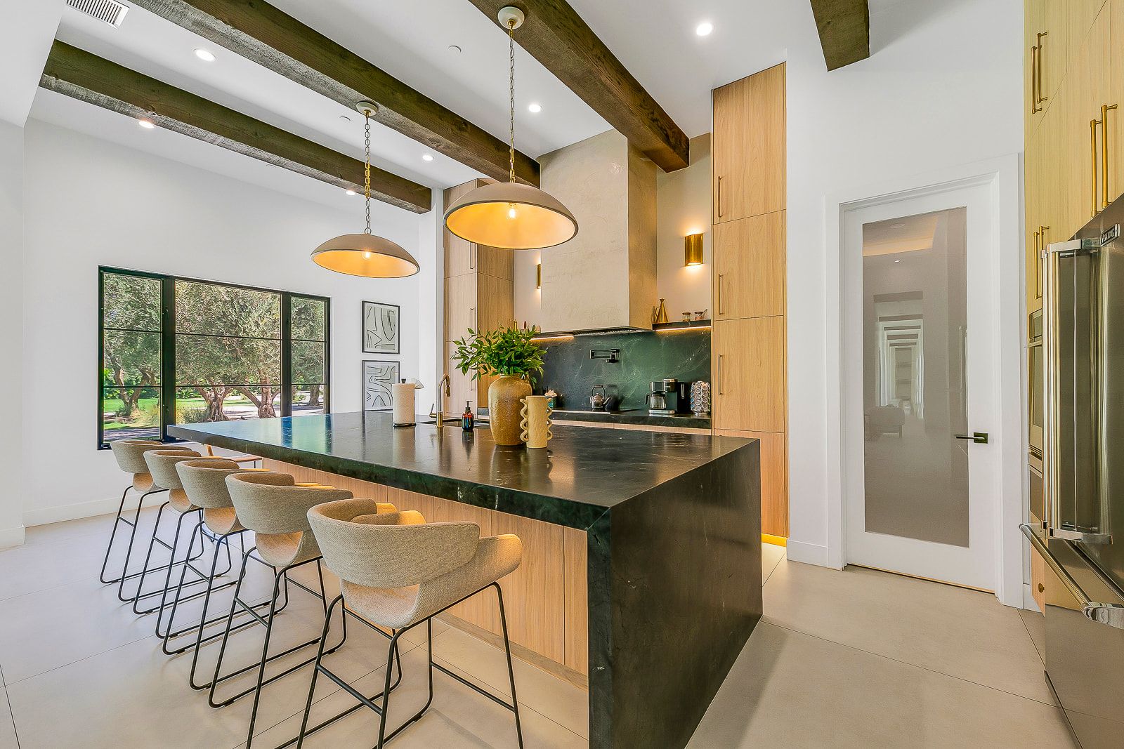 Great room and kitchen at Cache Estate