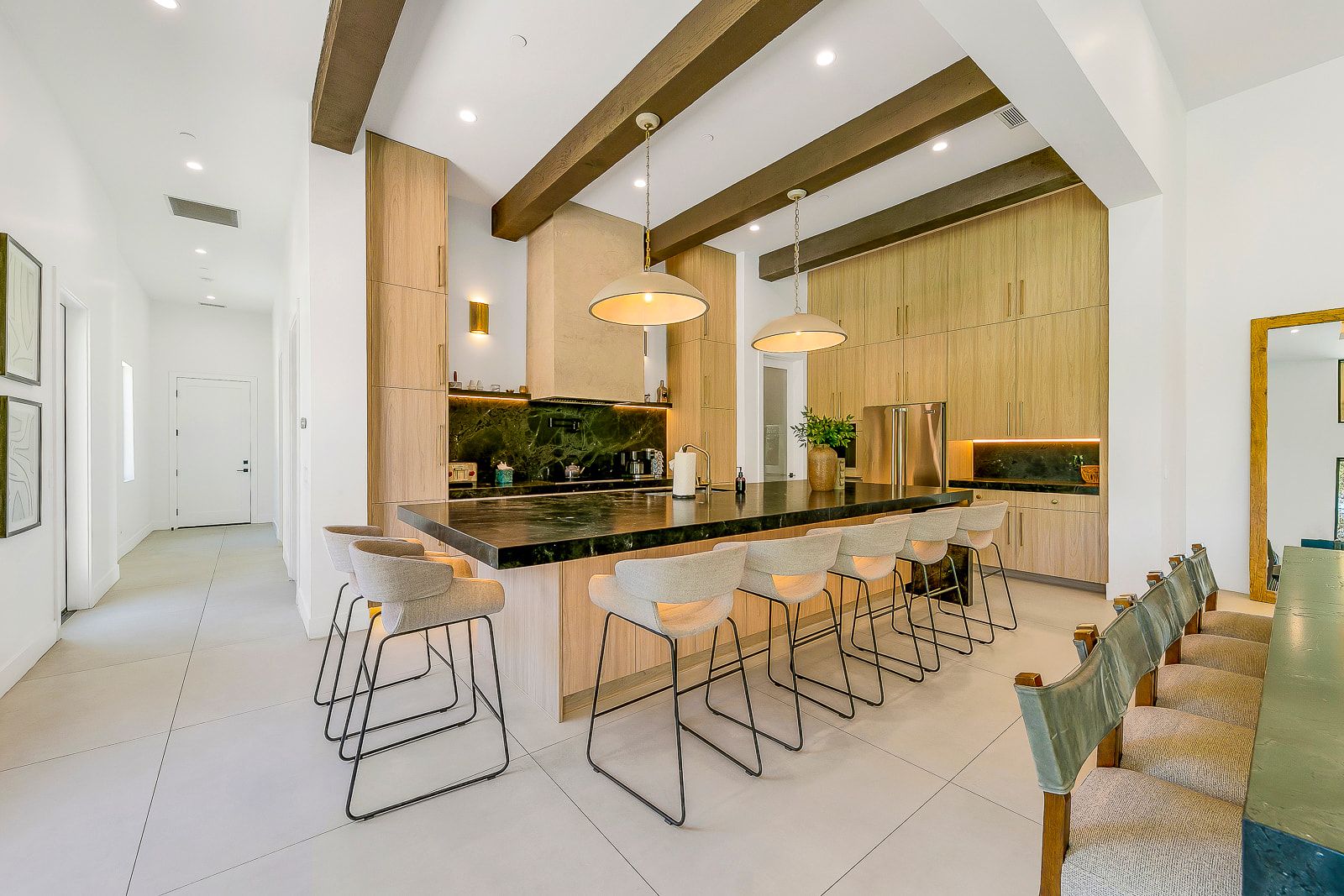 Great room and kitchen at Cache Estate