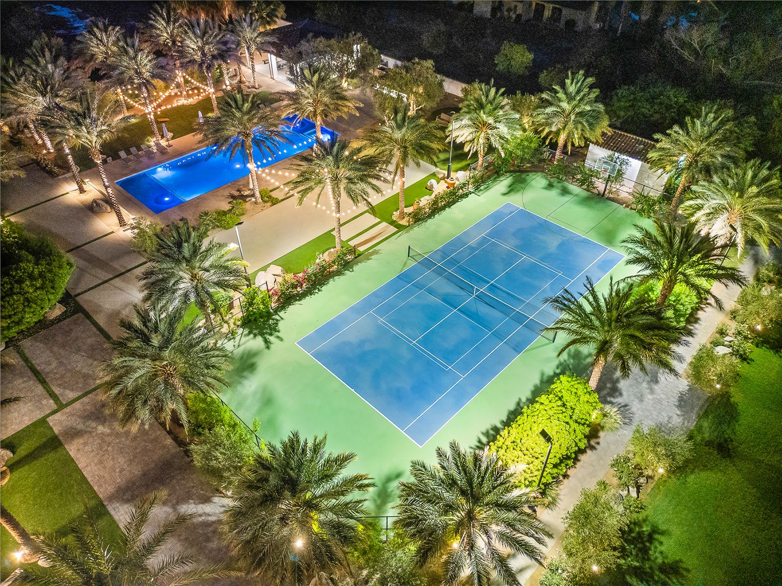 Night aerial of Cache Estate