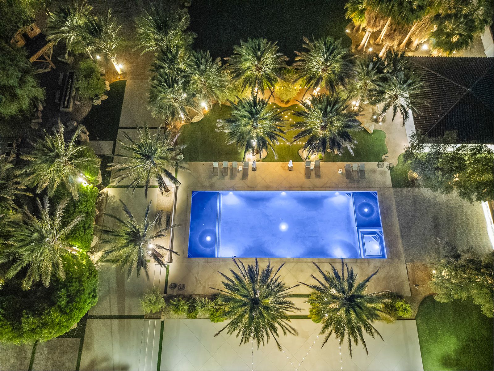 Night aerial of Cache Estate
