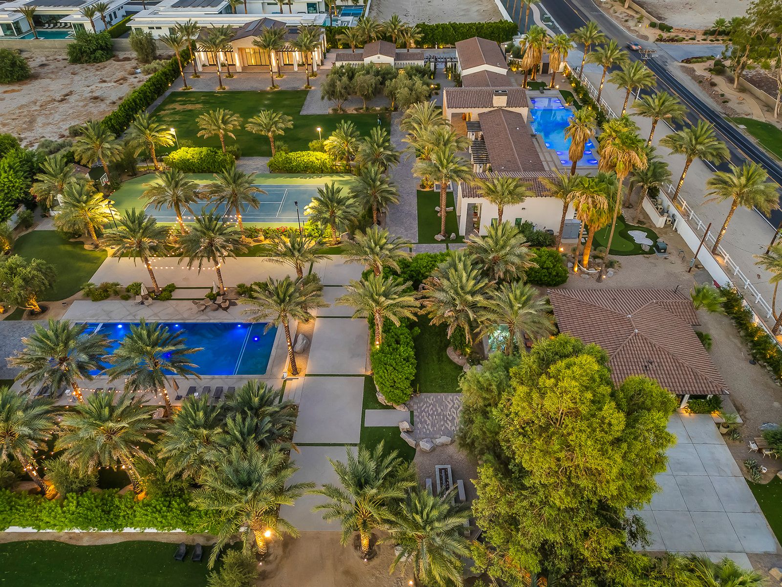 Night aerial of Cache Estate