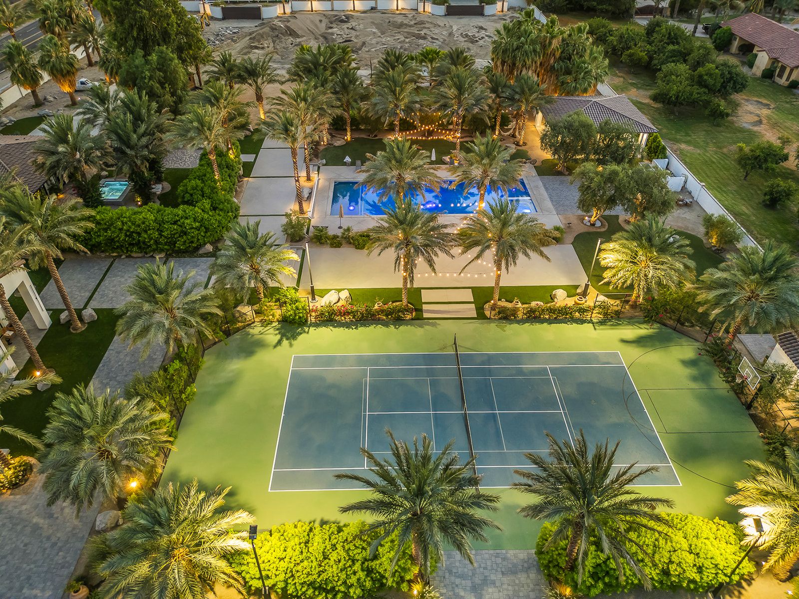 Night aerial of Cache Estate
