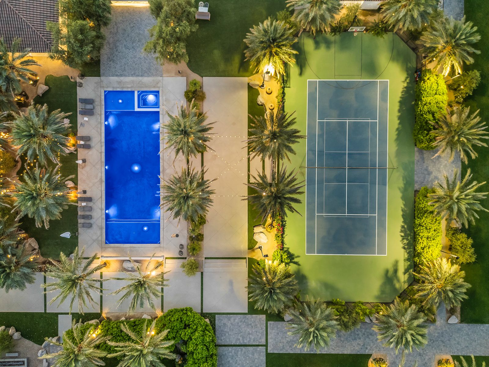 Night aerial of Cache Estate
