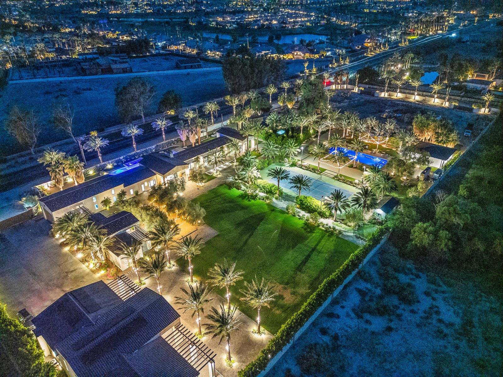 Night aerial of Cache Estate