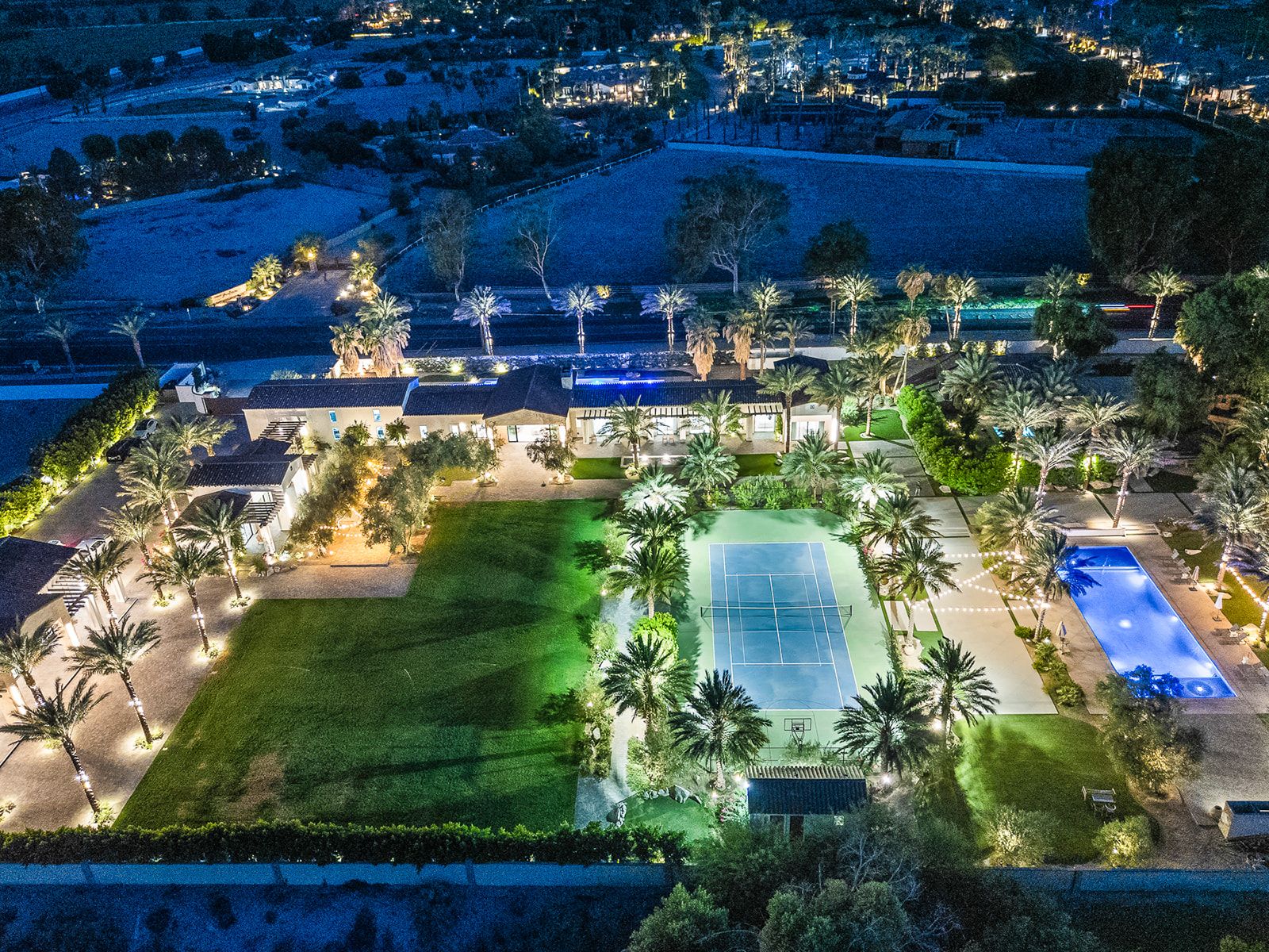 Night aerial of Cache Estate