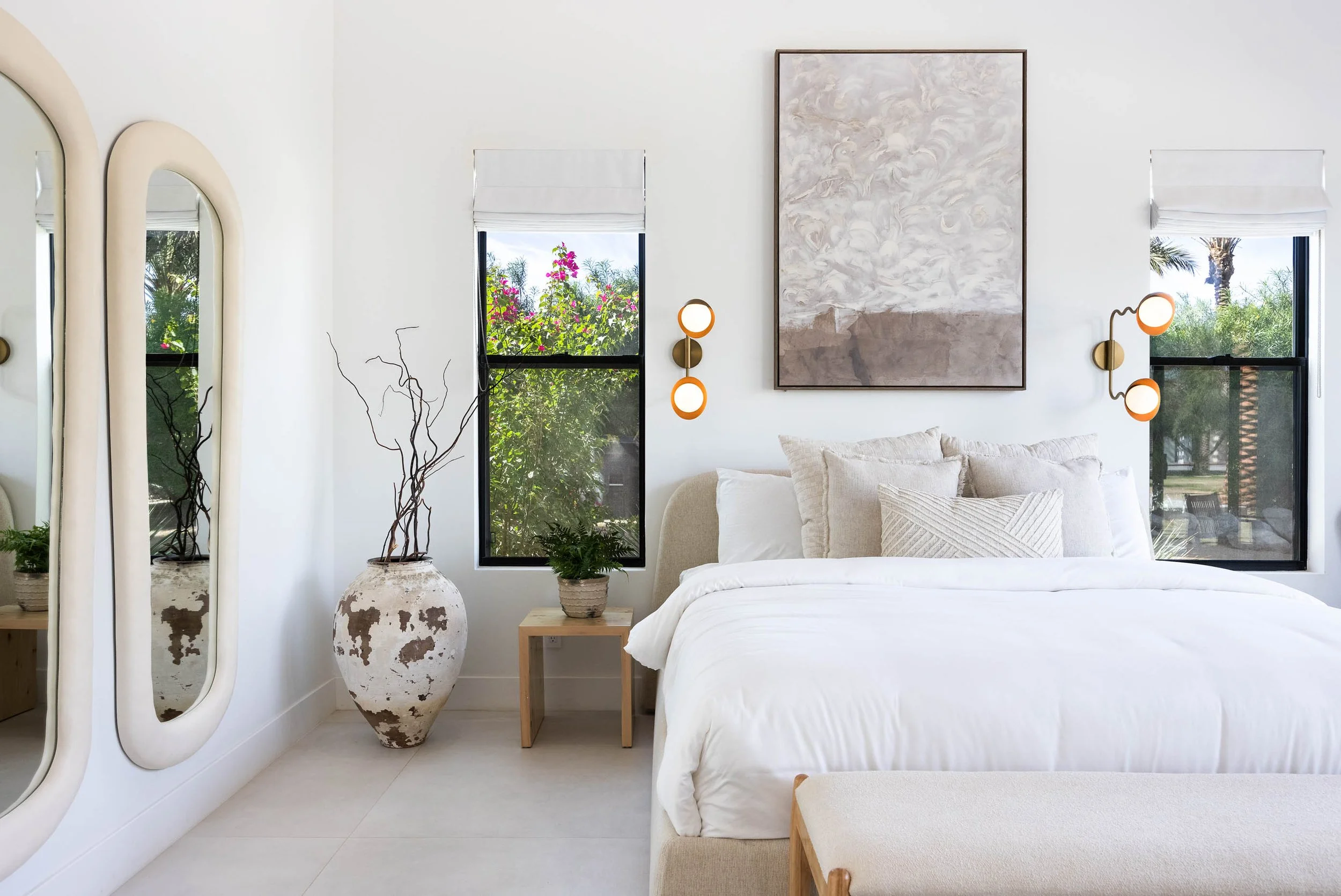 Bright bedroom suite with garden views