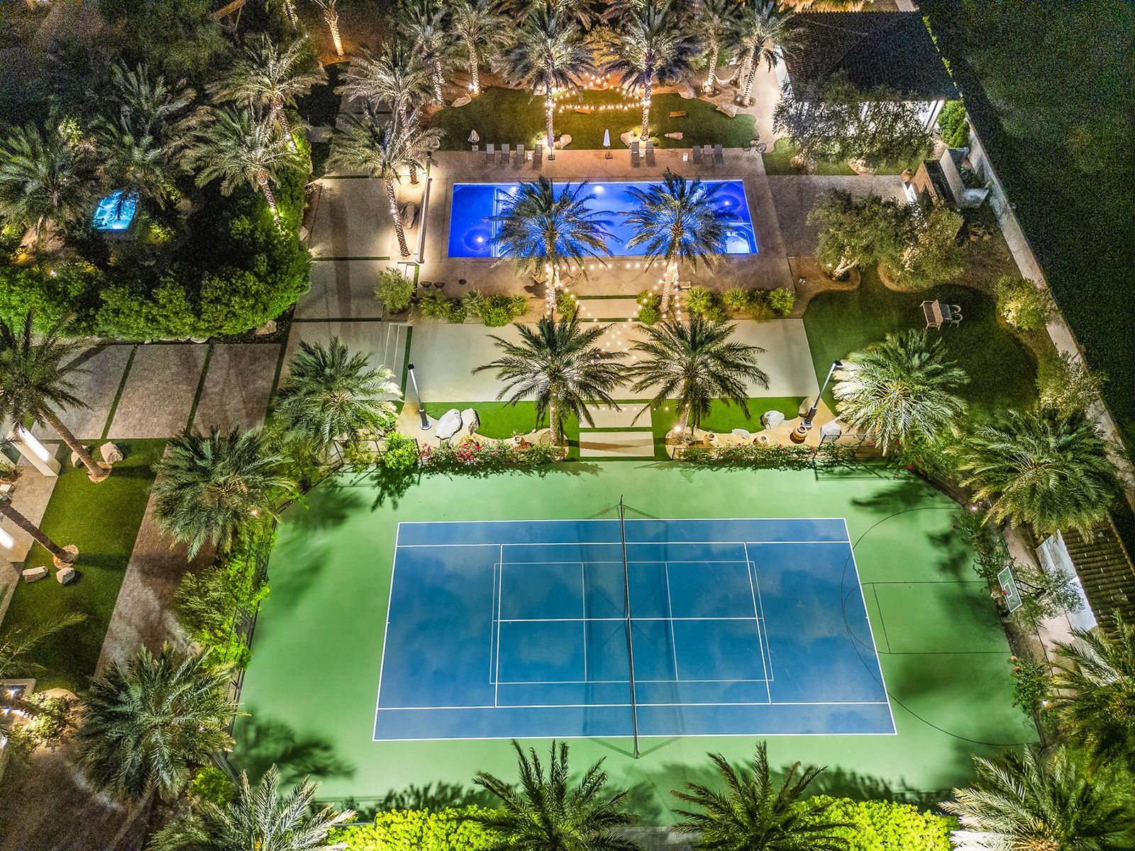 Night aerial of Cache Estate