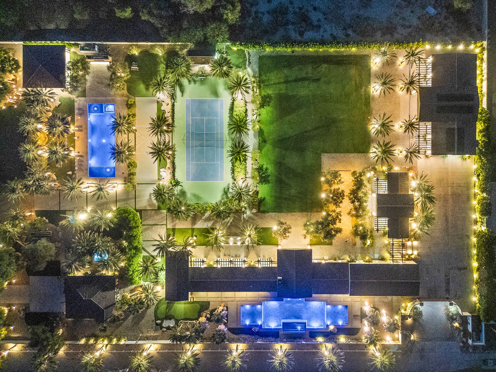 Night aerial of Cache Estate