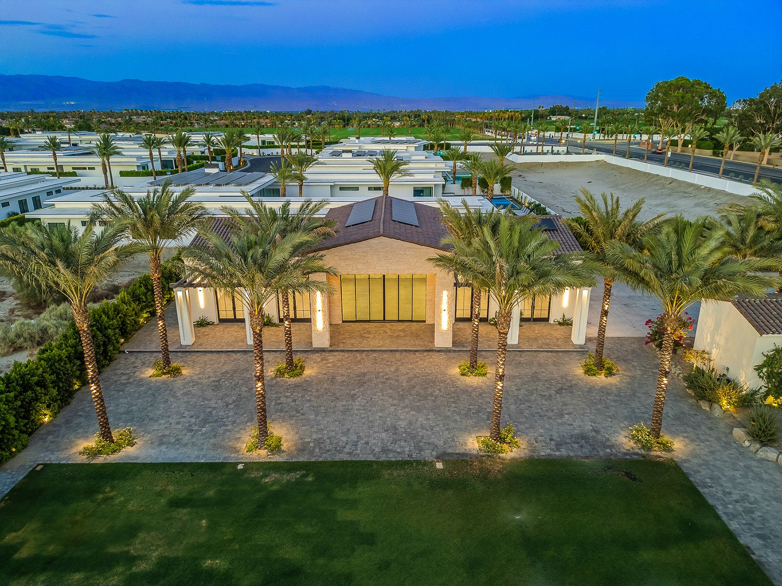 Night aerial of Cache Estate